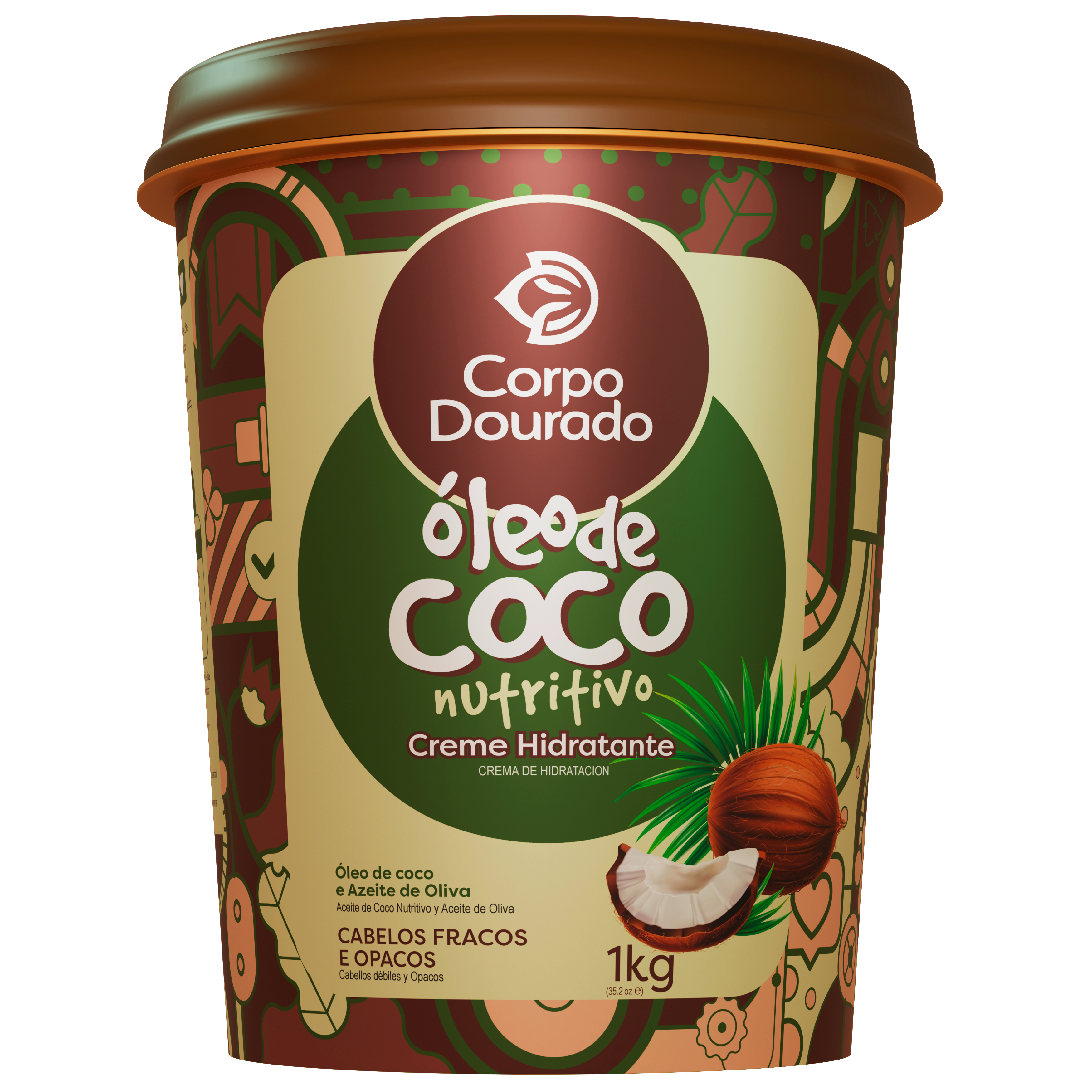 🥥 Crema Capilar Óleo de Coco Nutritivo - Corpo Dourado (1kg) ✨🌴