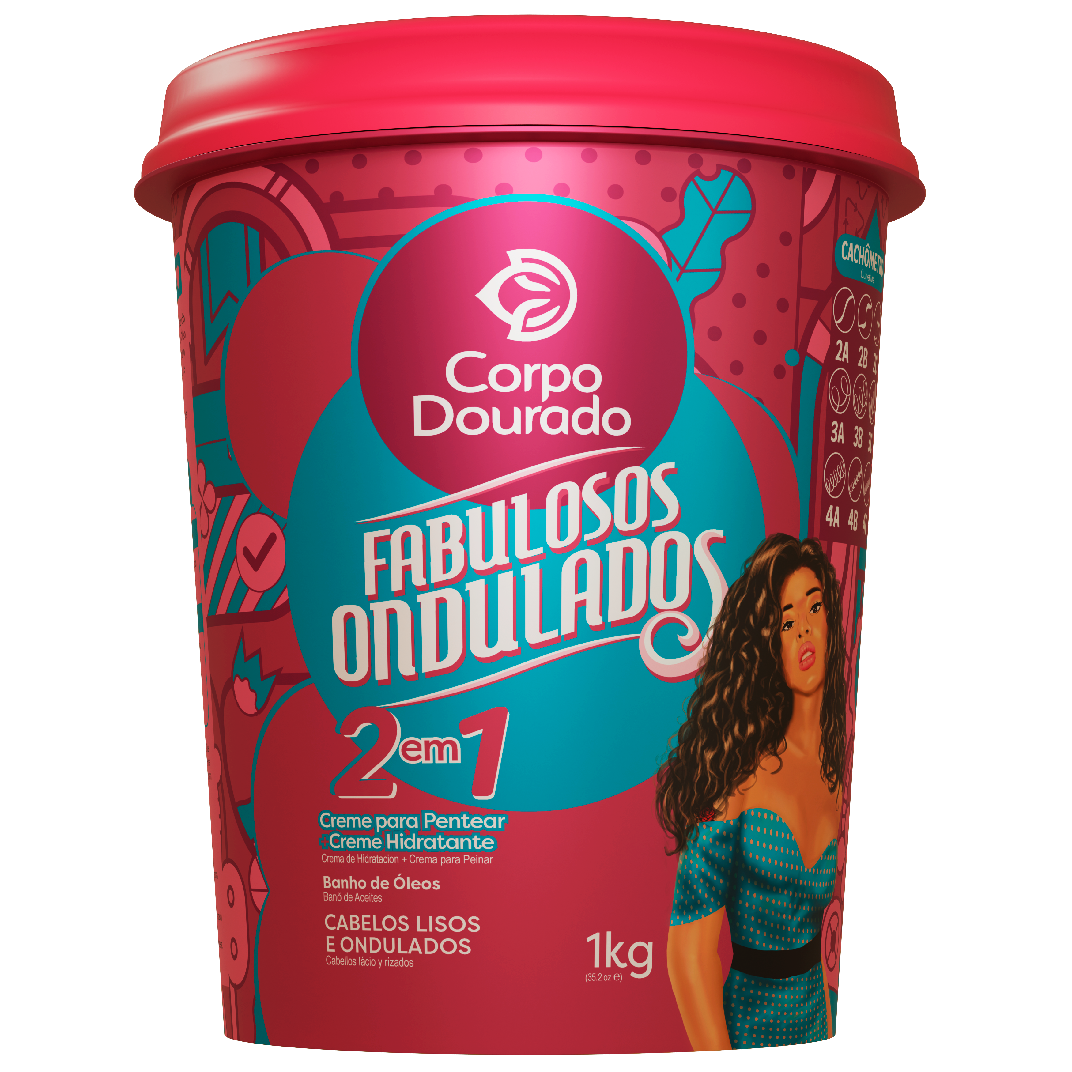 ✨ Crema Capilar Fabulosos Ondulados 2 en 1 - Corpo Dourado (1kg) 🌊💖