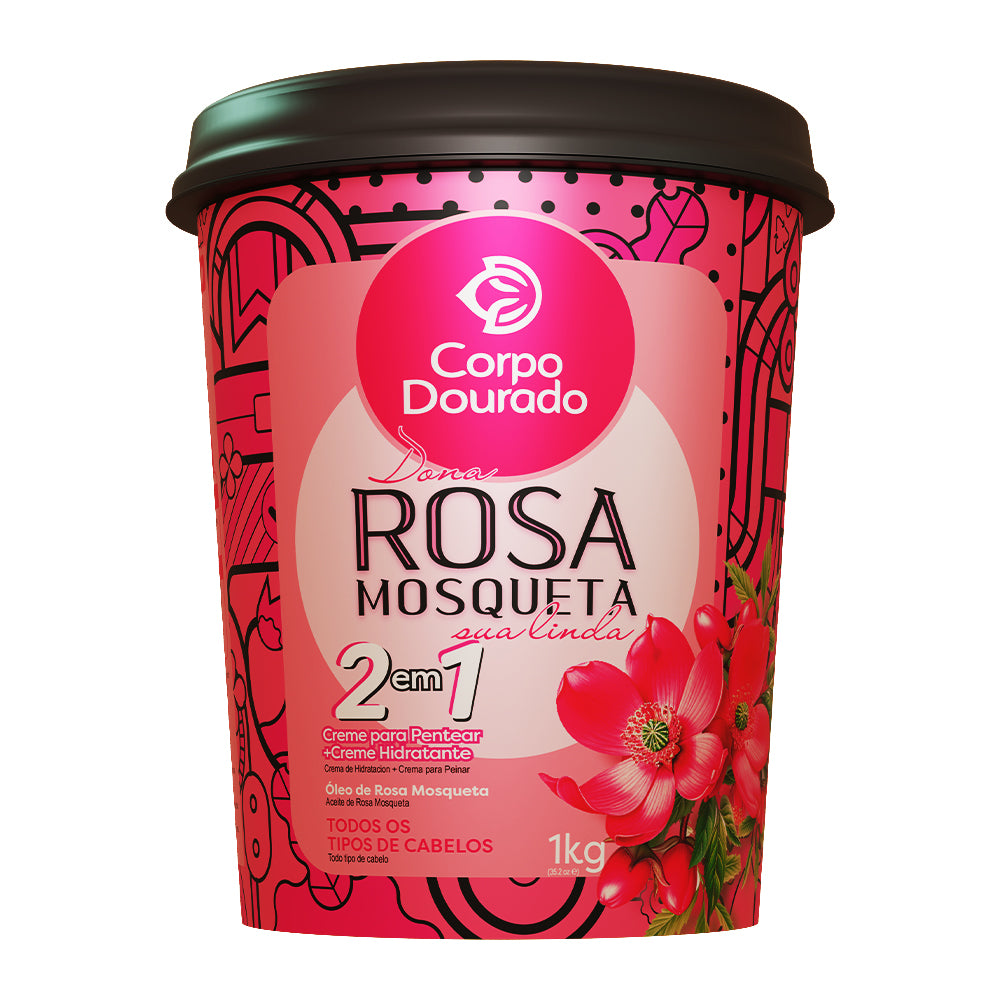 🌹 Crema Capilar Dona Rosa Mosqueta 2 en 1 - Corpo Dourado (1kg) ✨