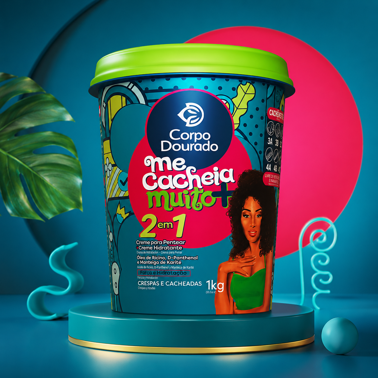 Crema Capilar Me Cacheia Muito 2 en 1 - Corpo Dourado (1kg) ✨