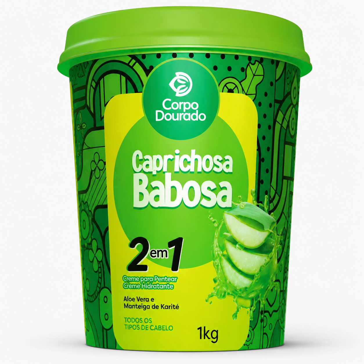 Crema Capilar Caprichosa Babosa 2 en 1 - Corpo Dourado (1kg) 🌿