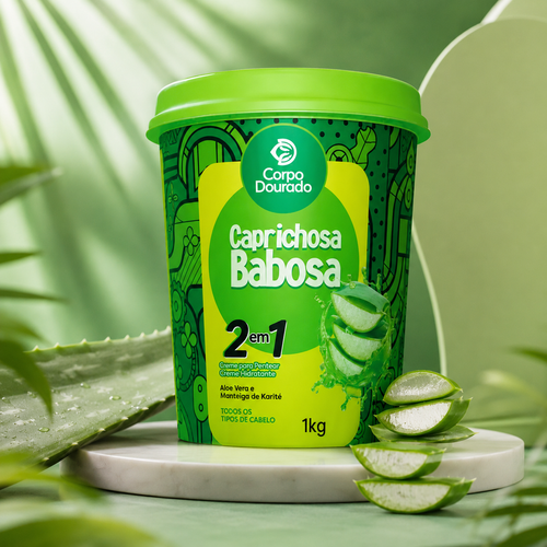 Crema Capilar Caprichosa Babosa 2 en 1 - Corpo Dourado (1kg) 🌿