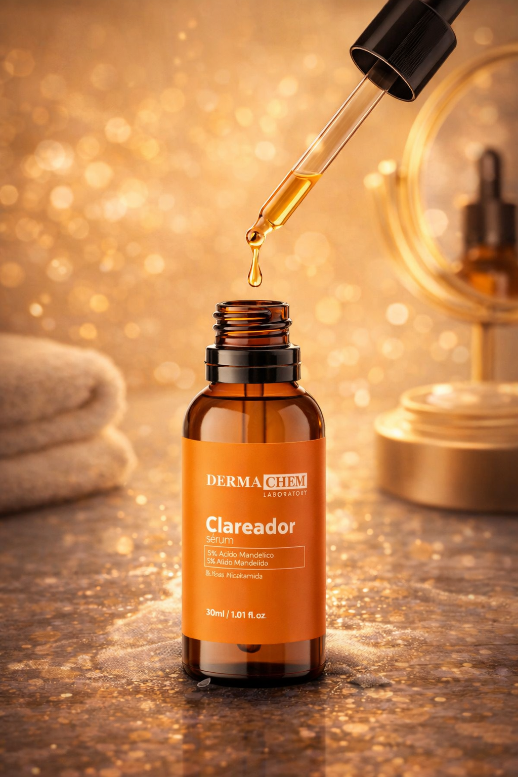 ✨ Sérum Facial Clareador Dermachem - Ácido Mandélico + Niacinamida (30ml) 🍊💎