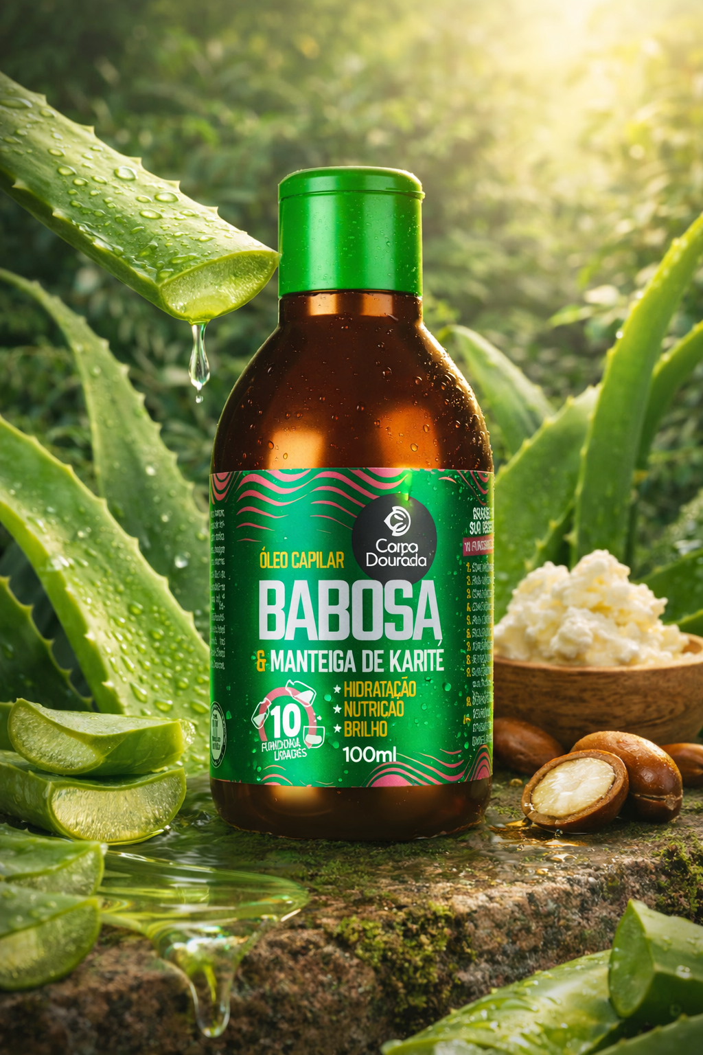 Óleo Capilar Babosa & Manteiga de Karité (100 ml) – Hidratación intensa, nutrición y brillo inmediato