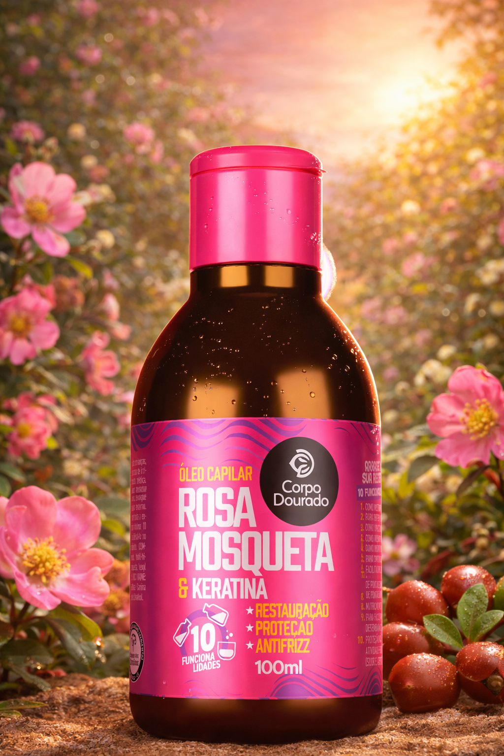 Óleo Capilar Rosa Mosqueta + Keratina 100 ml — Reparación, Protección y Anti-Frizz