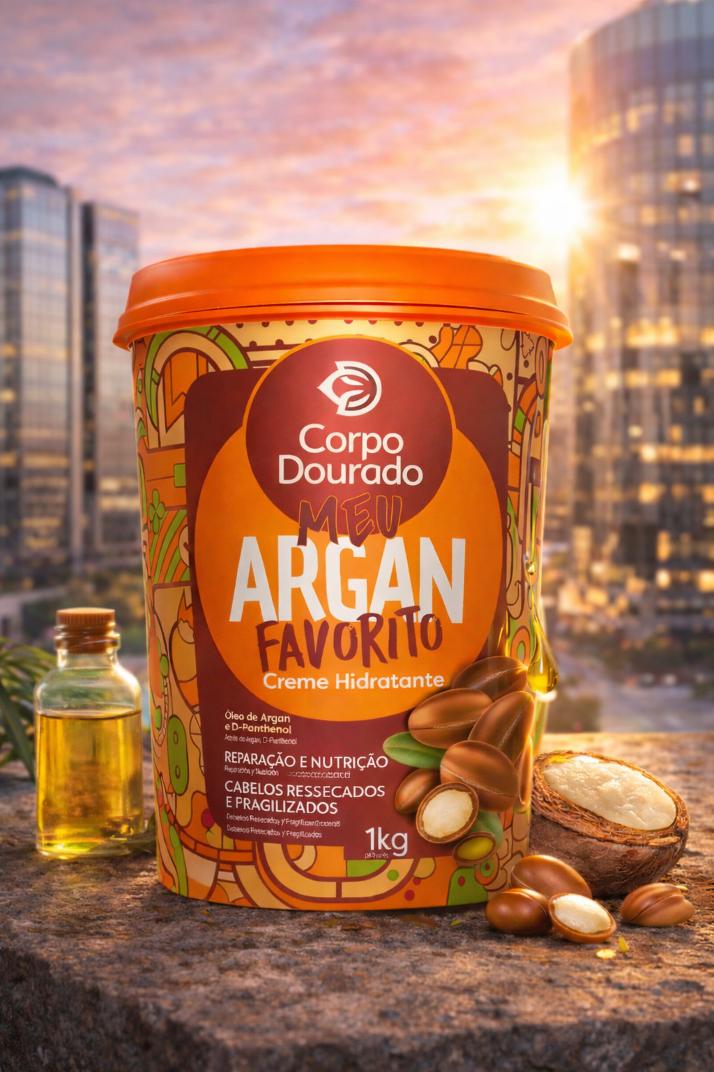 ✨ Crema Capilar Meu Argan Favorito Nutrición Profunda - Corpo Dourado (1kg) 🍯💎
