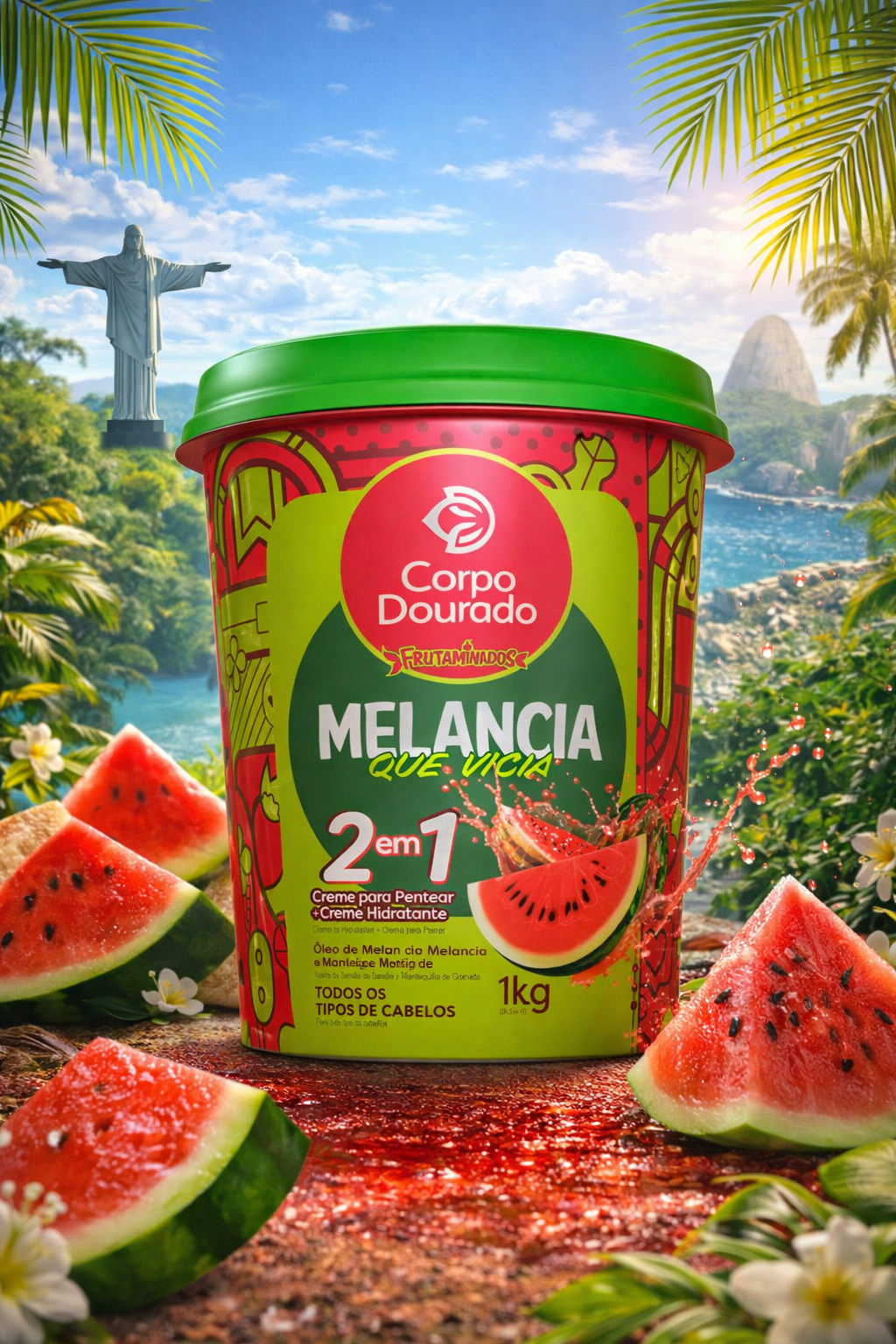 Crema Capilar 2 en 1 Melancia Que Vicia Corpo Dourado 1kg