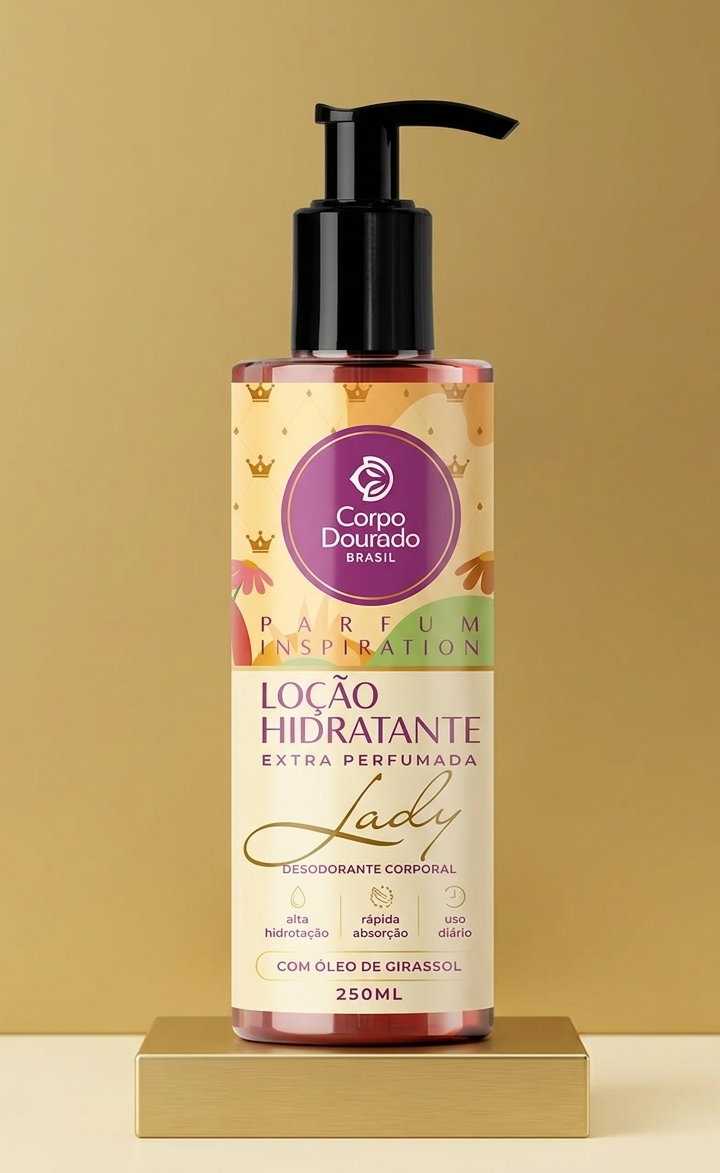 ✨ Loción Hidratante Lady Extra Perfumada - Corpo Dourado (250ml) 👑