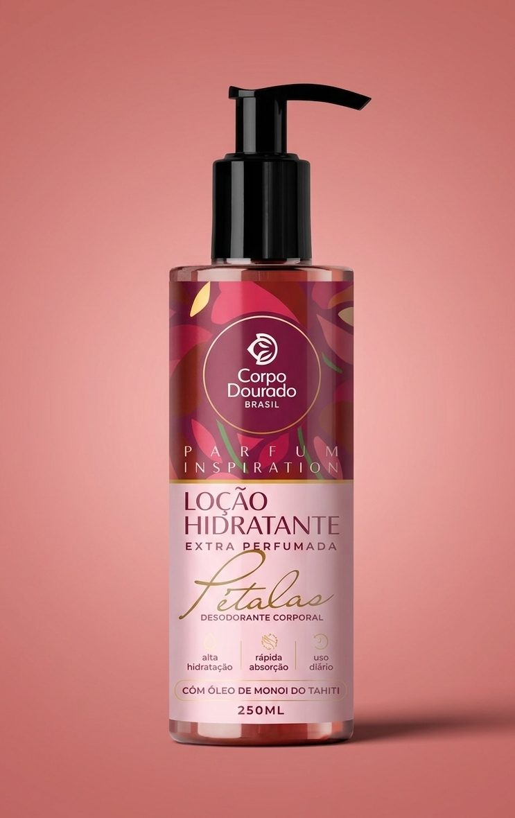 ✨ Loción Hidratante Pétalas Extra Perfumada - Corpo Dourado (250ml) 🌸