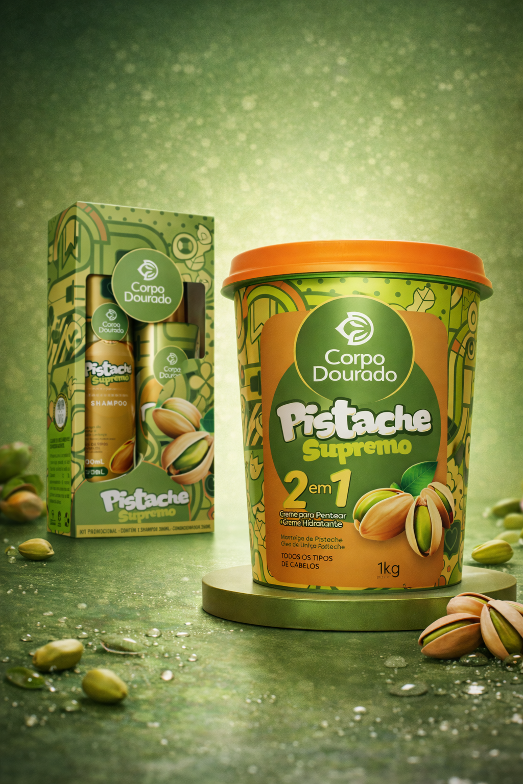 Dúo Pistache Supremo: Nutrición, Suavidad y Brillo Premium