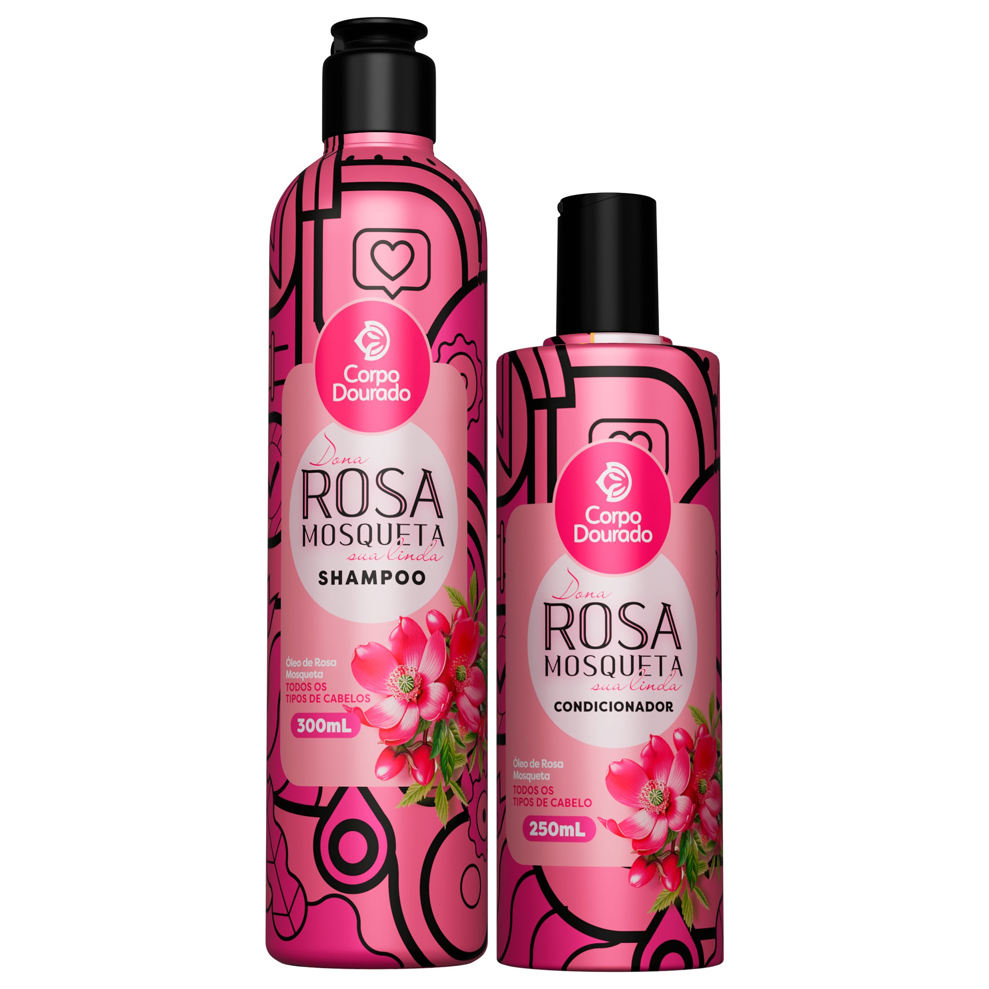 ✨ Kit Shampoo + Acondicionador Dona Rosa Mosqueta - Corpo Dourado 🌹🚿