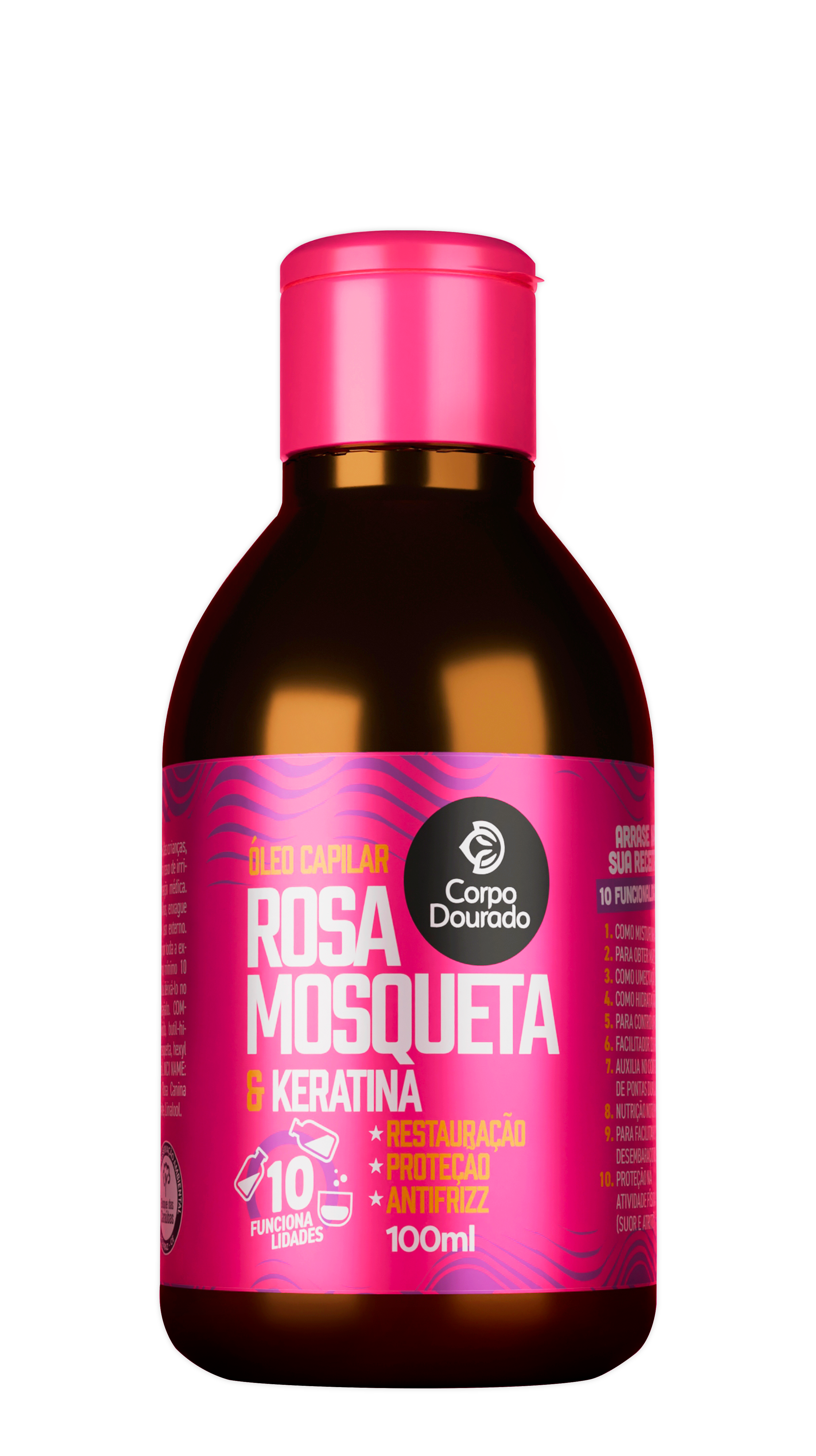 Óleo Capilar Rosa Mosqueta + Keratina 100 ml — Reparación, Protección y Anti-Frizz