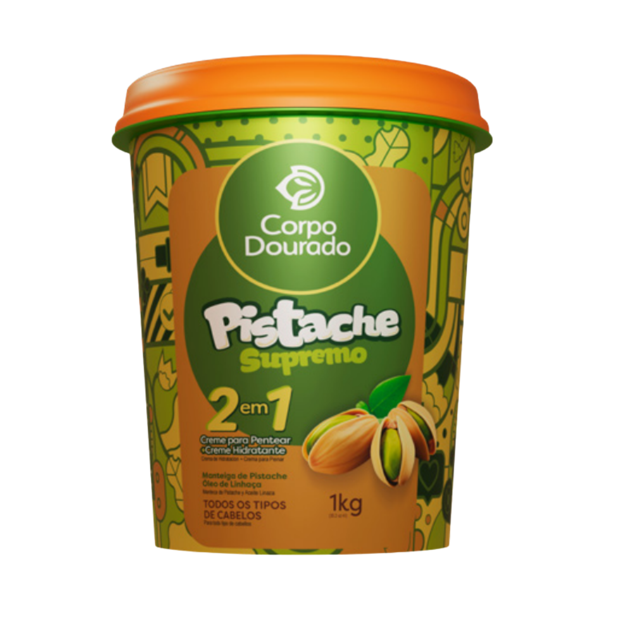 ✨ Crema Capilar Pistache Supremo 2 en 1 - Corpo Dourado (1kg) 🍦💚